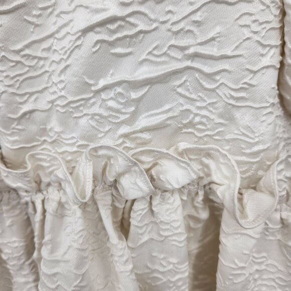 ASOS EDITION Curve Textured Mini Dress with Ruffle Detail in ivory US 4 - Picture 13 of 16